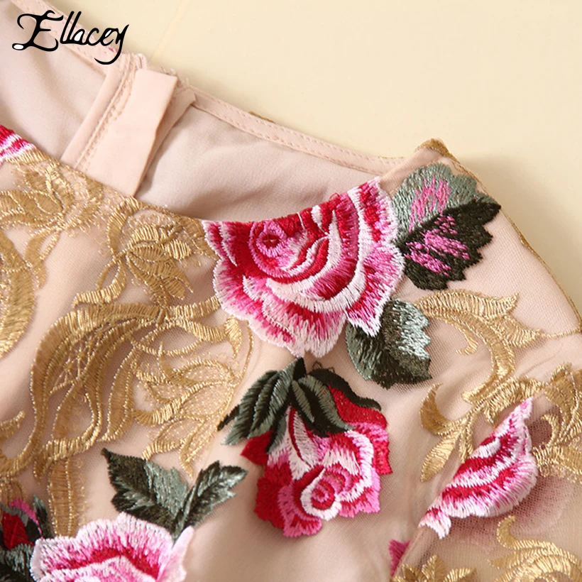 Цветочный Вышивка взлетно посадочной полосы Платья для женщин 2017 Для Высокое