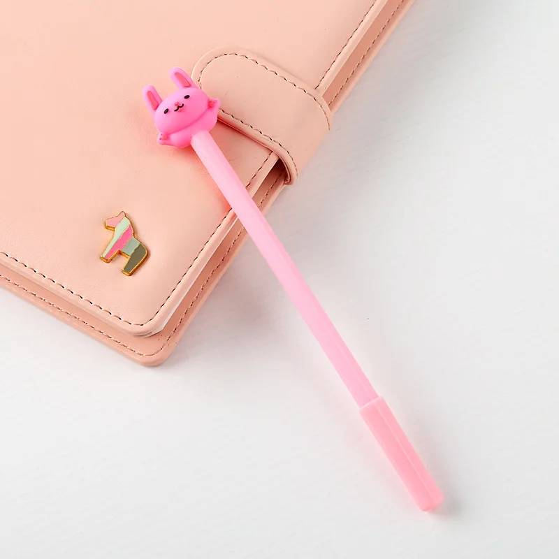 Pink 1PC Cute Kawaii Cat Gel Pen 0.5mm Cartoon Plastic Black Ink Gel Pens for Writing Office School Supplies Stationery - Цвет: Pink