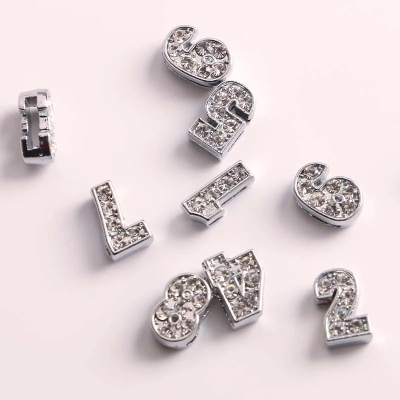 0 9 полностью Стразы подвески скользящие цифры подходят для подарка DIY шарм кожа