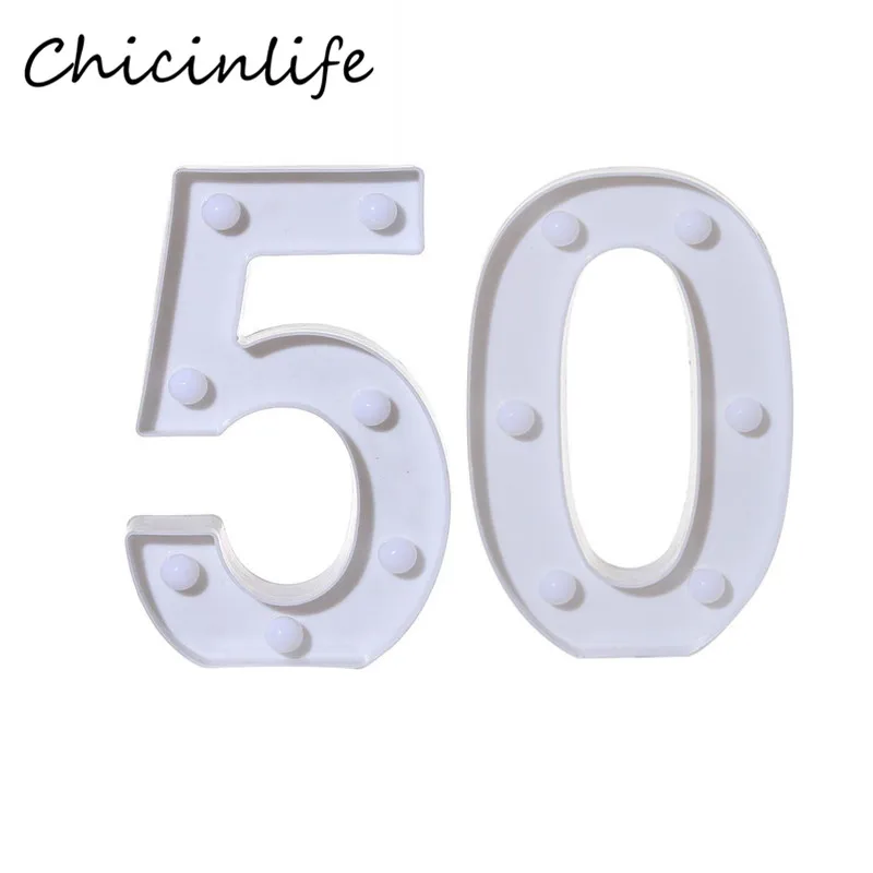 50 Chicinlife 2 шт. 30/40/50/60/70/80 цифры светодиодный Ночной светильник лампа с днем рождения знак Юбилей стоящий, подвесной вечерние украшения - Цвет: 50