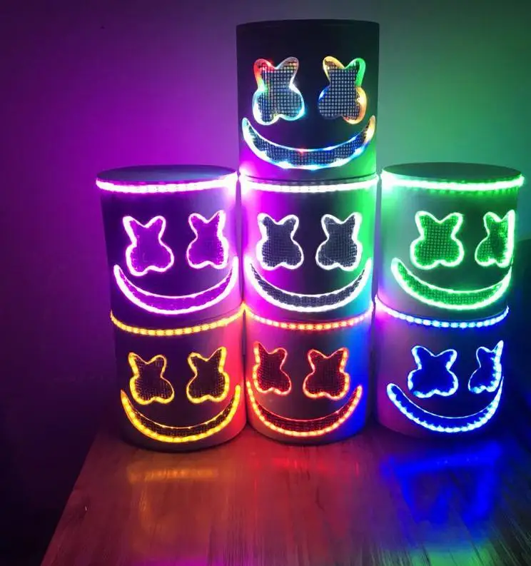 Закрученный сахар Dj Marshmello световой светодиодный маска шлем Косплэй опора для ночного клуба Электрический слог сто DJ Бар вечерние Rave оборудования
