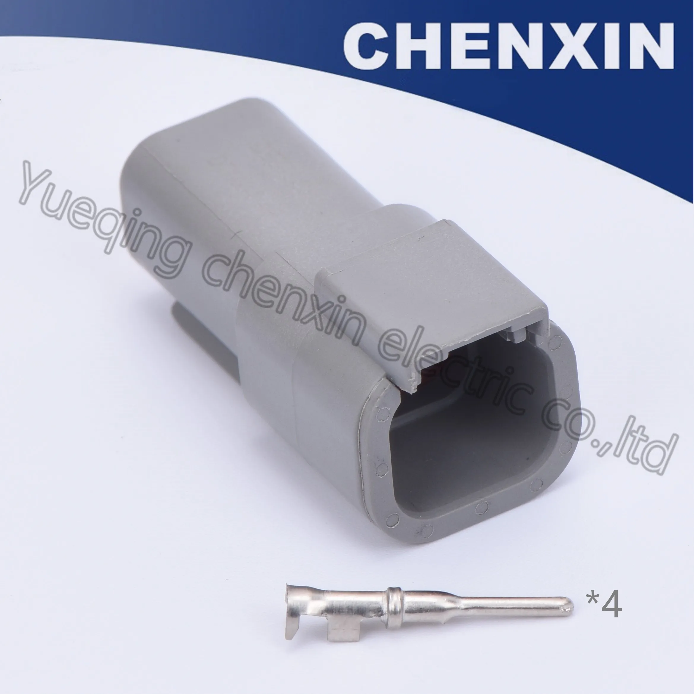 

Grey 4 pin automotive waterproof auto connector 1.0 male DTM series with stamped crimping terminal DTM04-4P