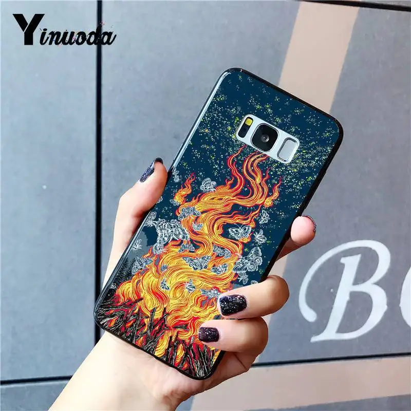 Чехол Yinuoda для телефона с японским художественным рисунком черный мягкий