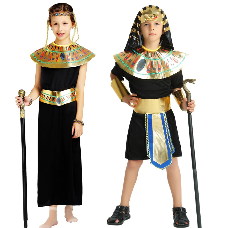 Мальчики Фараон королева черный свящник Косплей маскарадный костюм Дети
