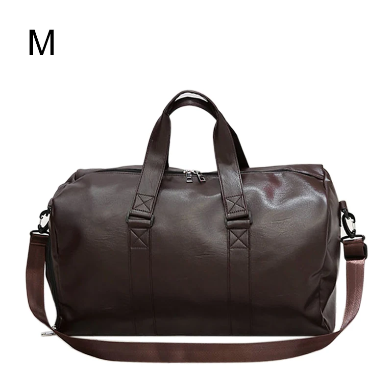 Brown M Кожаная спортивная сумка для занятий спортом на открытом воздухе для женщин и мужчин, вместительная сумка для путешествий и фитнеса, сумка для обуви, сумка через плечо XA963WD - Цвет: Brown M