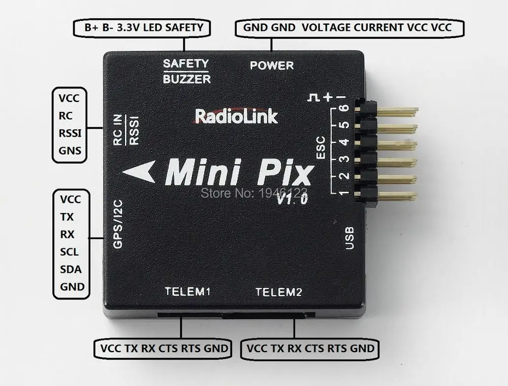

Newest Radiolink MINI PIX V1.0 Top Configuration Flight Control MINI Size as F4 for FPV Quadcopter
