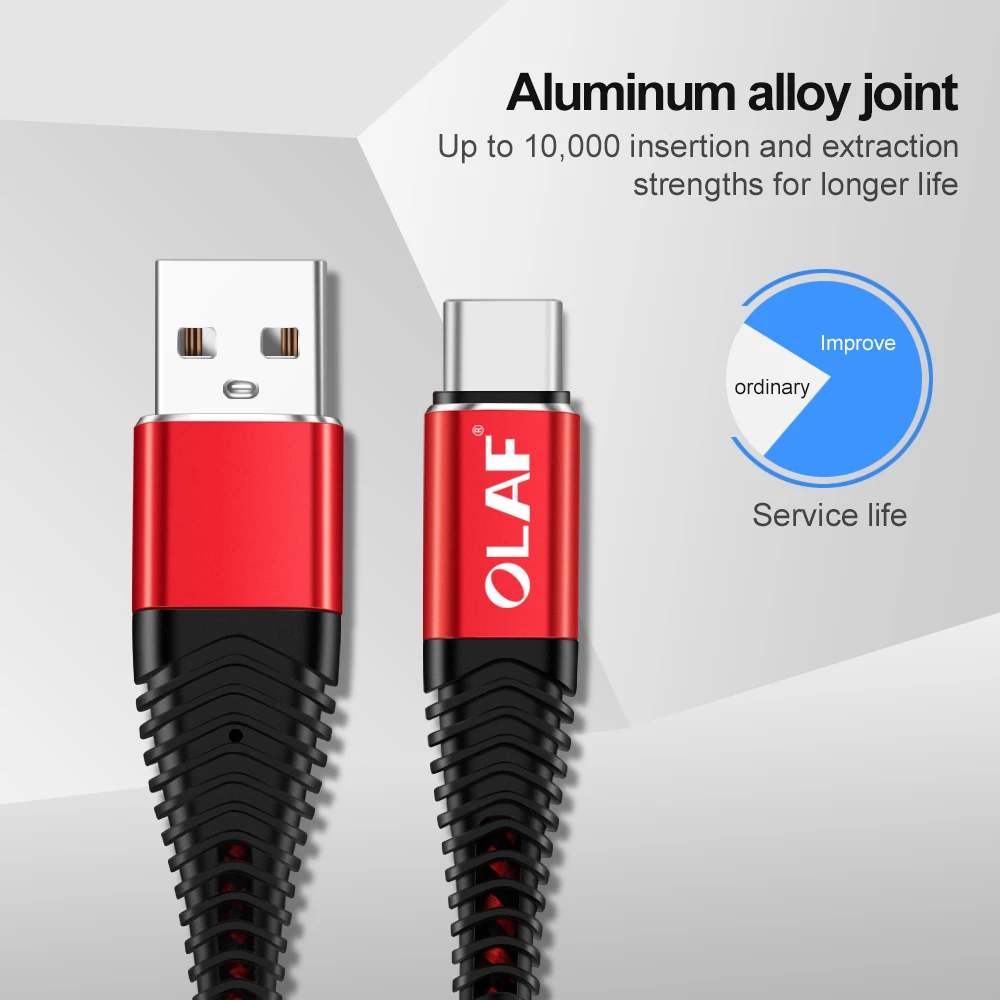 USB-кабель Olaf Type-C для Xiaomi Mi 8 Oneplus 6 5T кабель быстрой зарядки и передачи данных Huawei