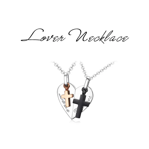 Heart Love Couples Necklace Trendy Stainless Steel Cross Pendant for Women Men Anniversary Jewelry | Украшения и аксессуары
