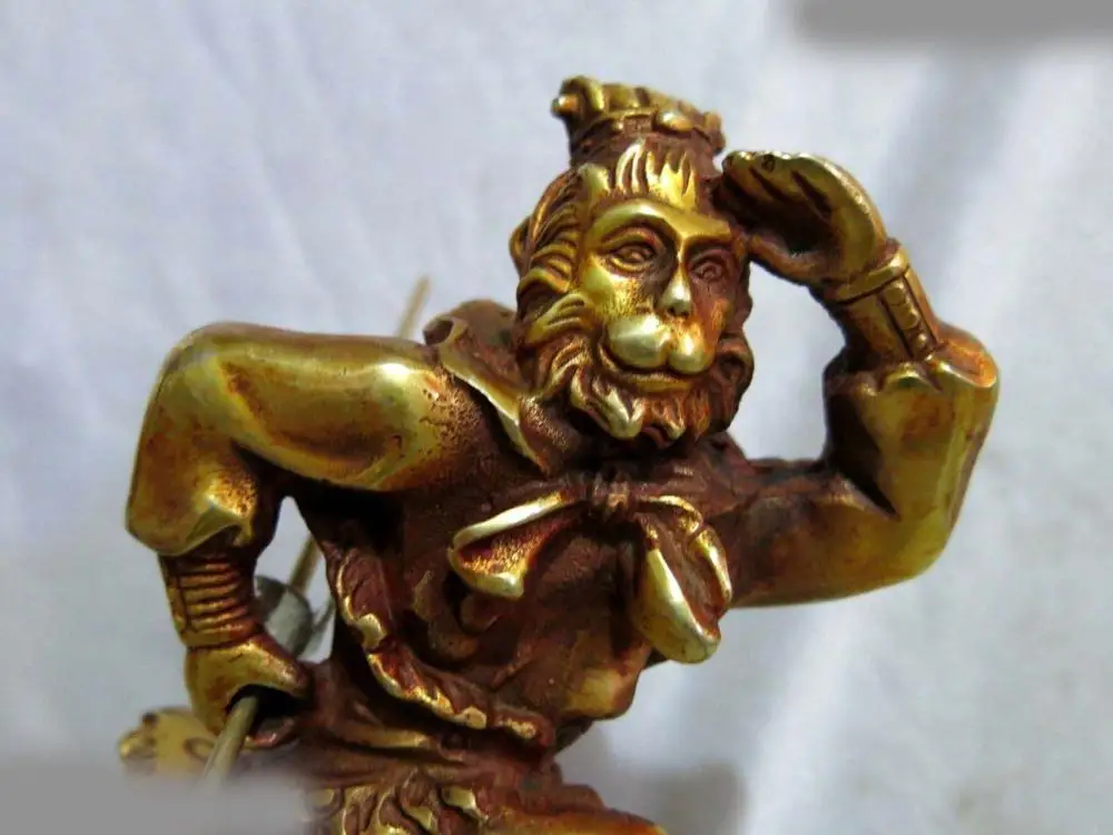 9&quot China brass carved beautiful sculpture Handsome Monkey King on turtle Statue | Дом и сад