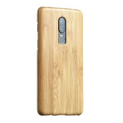 Натуральный Деревянный чехол для телефона для Oneplus 6, чехол, бамбук/орех/палисандр/Черное ледяное дерево/оболочка 6,2"(настоящее дерево - Цвет: bamboo