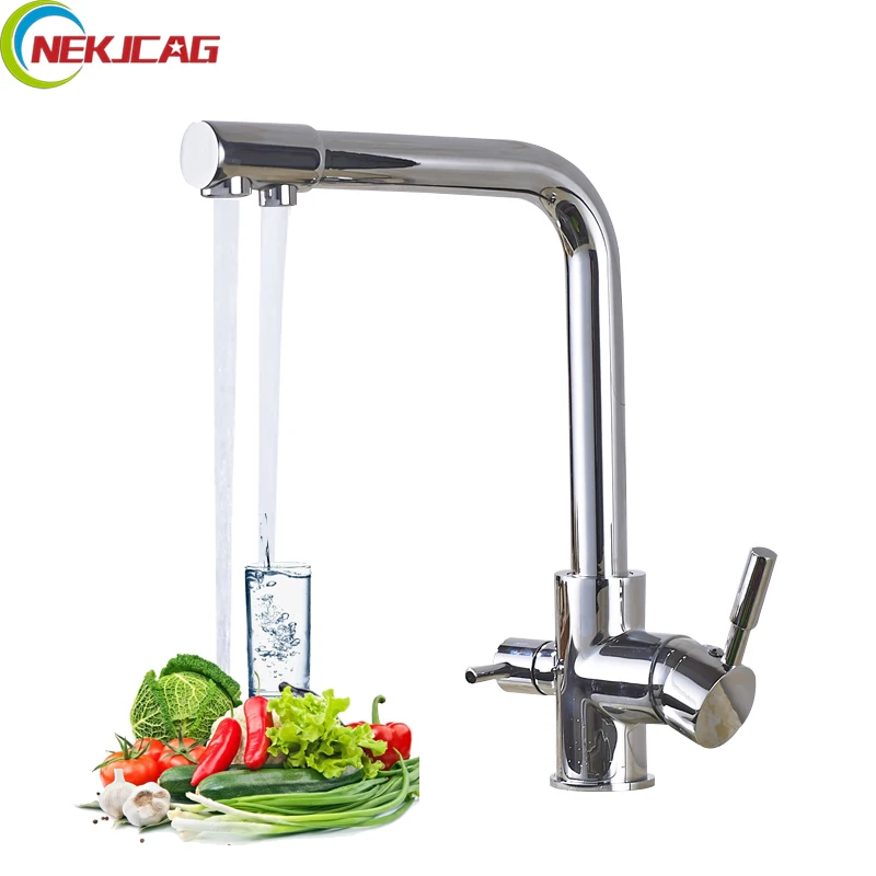 Хромированный полированный латунный чистый Dring водопроводный кран с двойной