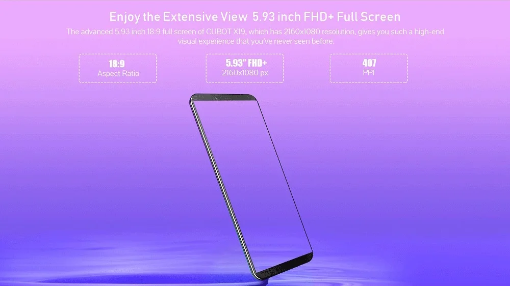 Смартфон Cubot X19 5,9" 18:9 FHD+ 2160*1080 Helio P23 с восьмиядерным процессором 4 Гб+ 64 ГБ, 4000 мАч, с функцией распознавания лица, 16,0 Мп, отпечаток пальца, мобильный телефон