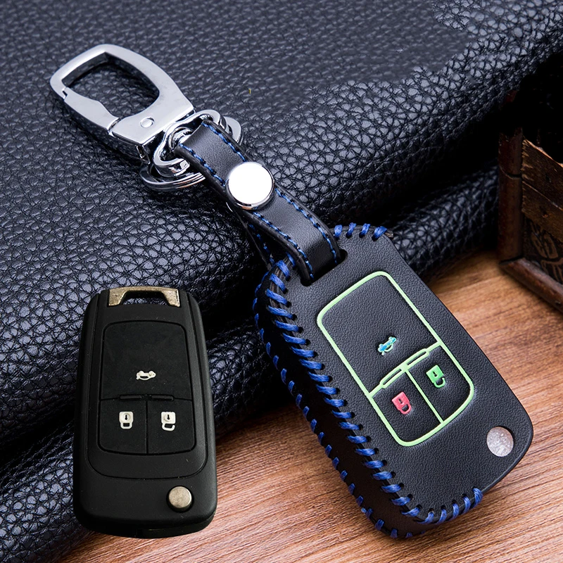 Светящийся кожаный чехол для ключей Ручное шитье buick Chevrolet Cruze Aveo TRAX Opel Astra Corsa Meriva