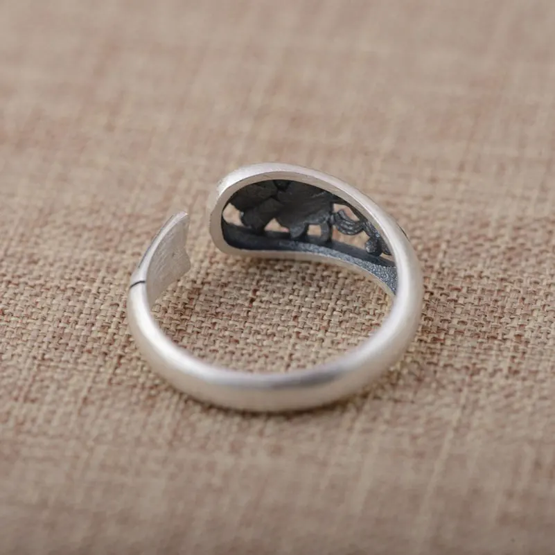 Серебряное кольцо с цветком FNJ в стиле панк|thai silver ring|925 sterling ringsterling rings |