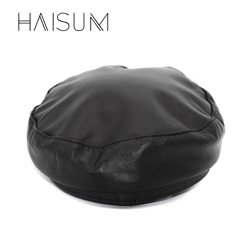 Женские береты Haisum винтажные однотонные мягкие из овчины на весну и осень Cs51