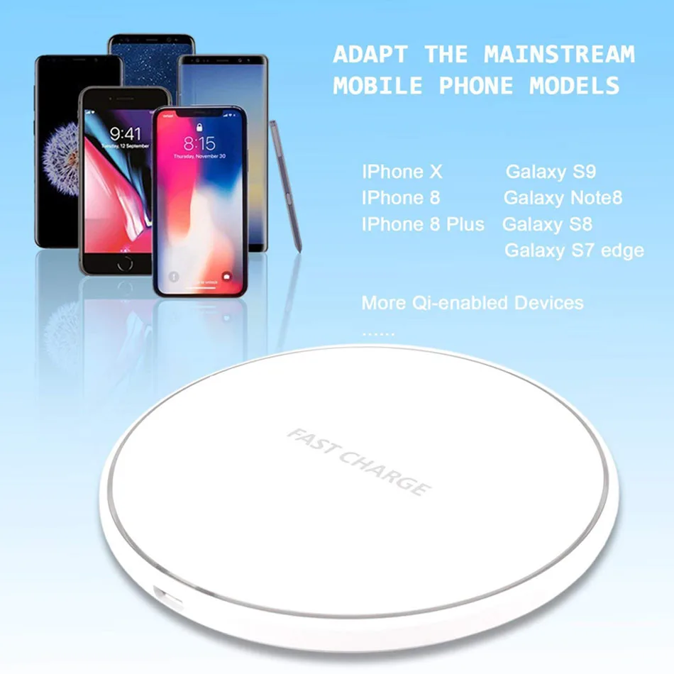 Qi Беспроводное зарядное устройство для iPhone X XS 8 samsung Galaxy S9 S8 Быстрая зарядка мобильного телефона настольная Беспроводная зарядная док-станция