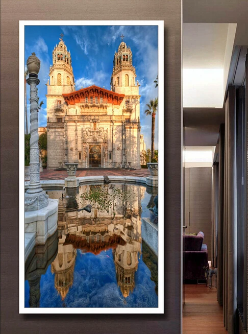 Пользовательские 3D фрески красивые пейзажи европейской церкви вход фон гостиной