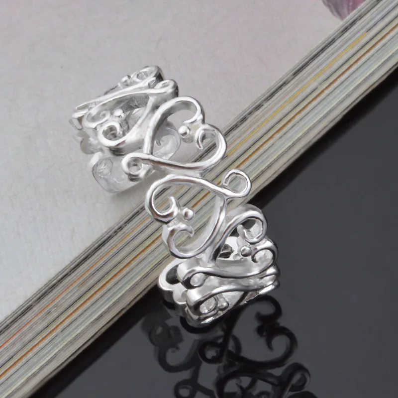 Hot Sale Retro Rings Silver Plated Fashion Hollow Ring Elegant Open Adjustable Jewelry Gift Wholesale ZK40 | Украшения и