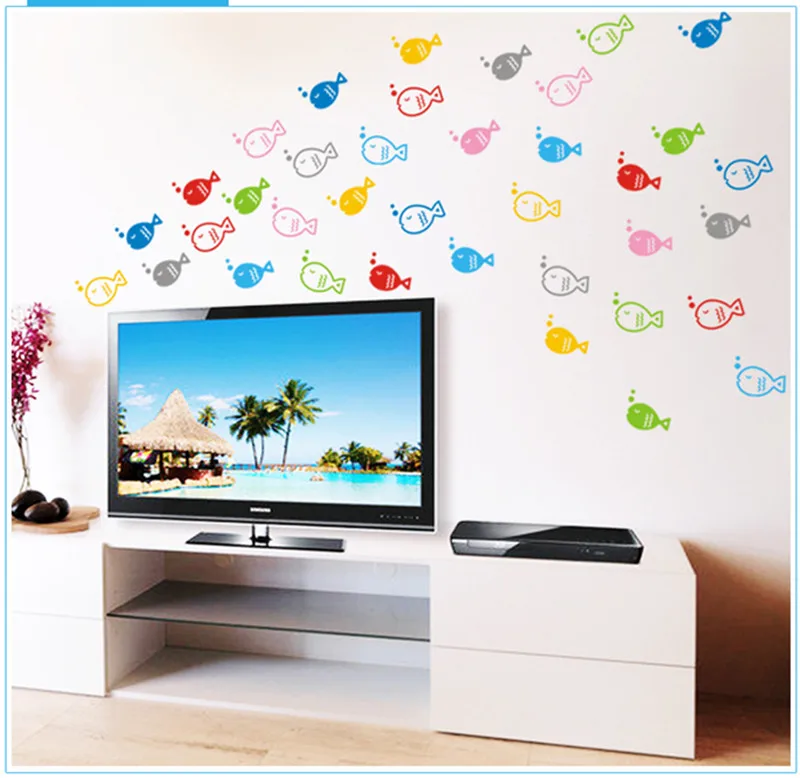 8 шт. наклейки на стену в виде рыбок|cartoon wall stickers|wall stickerwall sticker world |