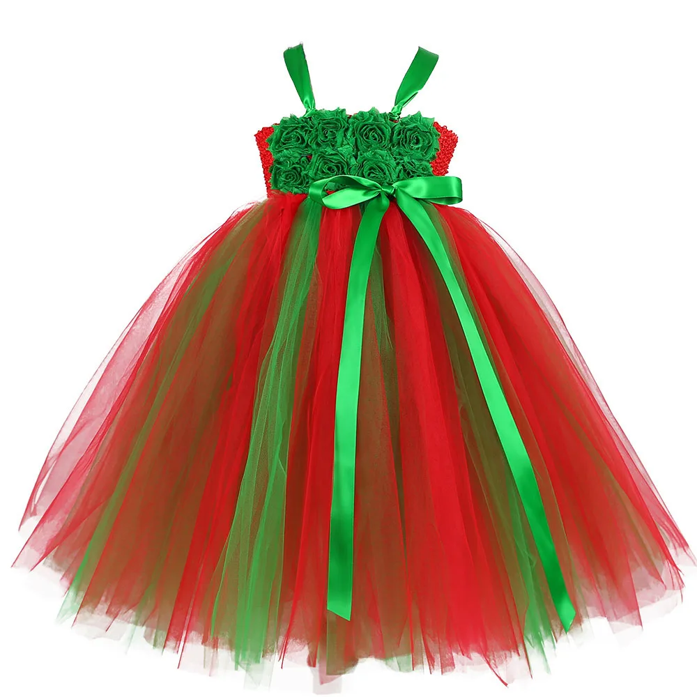 Christmas Girls Dres Зеленое, красное платье до щиколотки для девочек Рождественская осенняя одежда Детские Вечерние платья на год, фатиновое платье-пачка, платье для рождественской елки - Цвет: Christmas Girls Dres