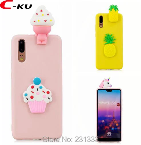 Мягкий ТПУ чехол C-ku с объемным мультяшным фламинго для Huawei P20 LITE PRO милый
