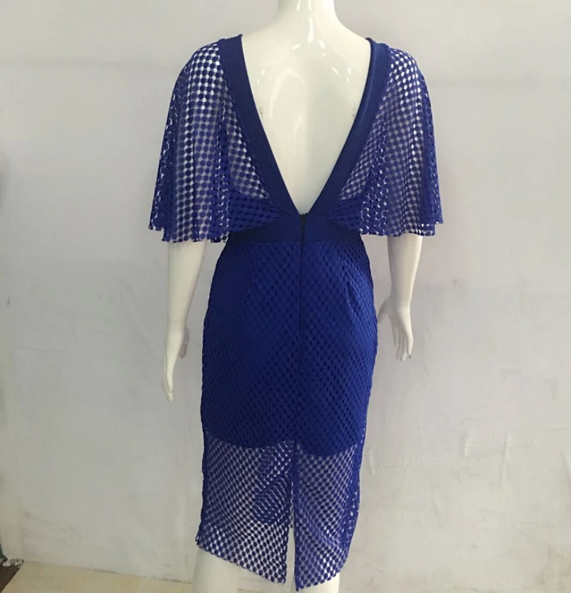 2017 Лето Форме Крыла Летучей Мыши Рукав Повязку Dress Спинки One Piece Bodycon Платья Sexy Midi