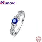 Женское кольцо из серебра 925 пробы, с синим круглым кристаллом