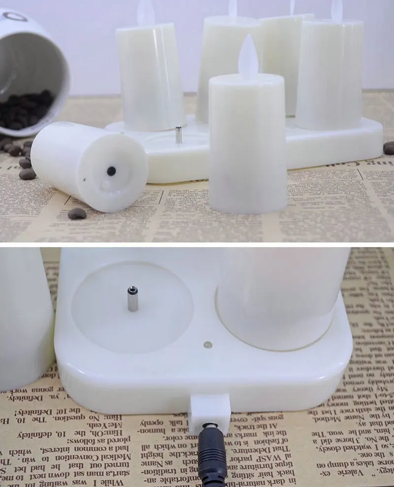 6 шт. перезаряжаемая движущаяся фитильная чайная лампа мерцающая цвета слоновой