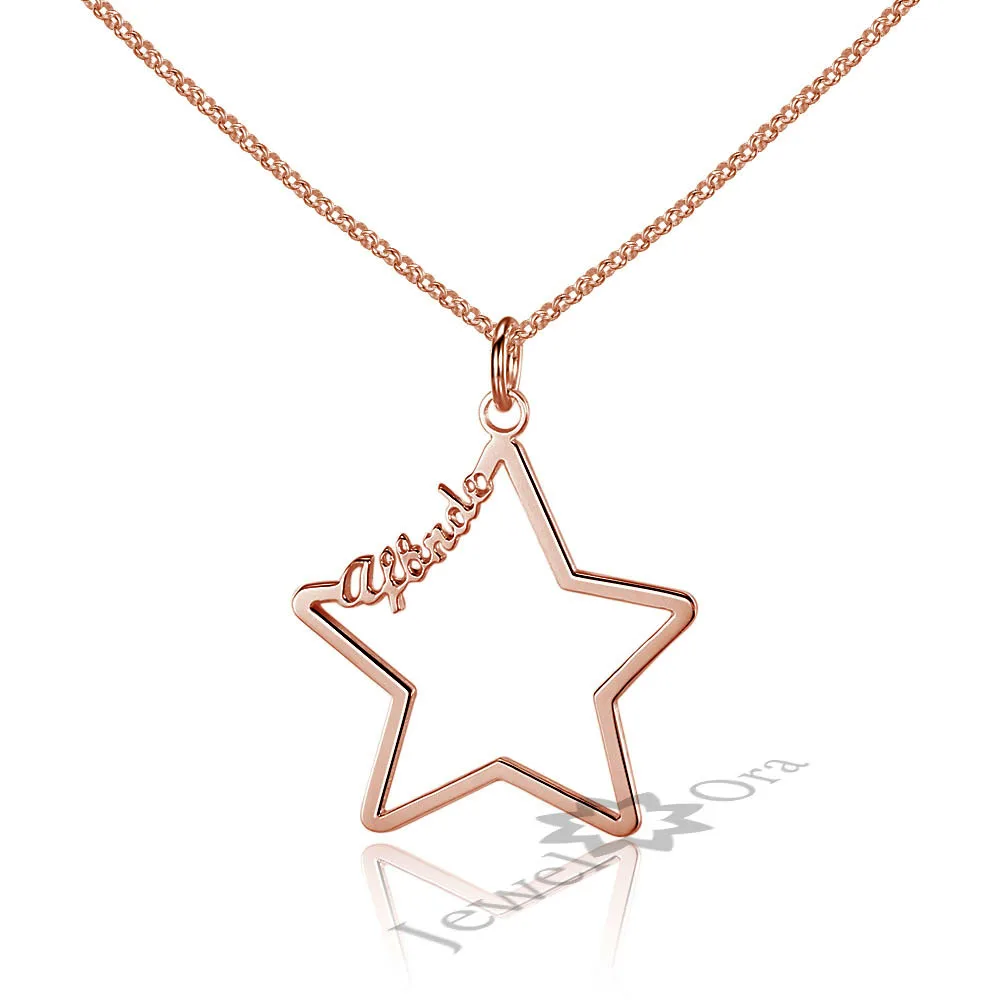 Ожерелье из серебра 925 пробы с полыми звездами 3 цвета|star silver|silver boxgift with box |