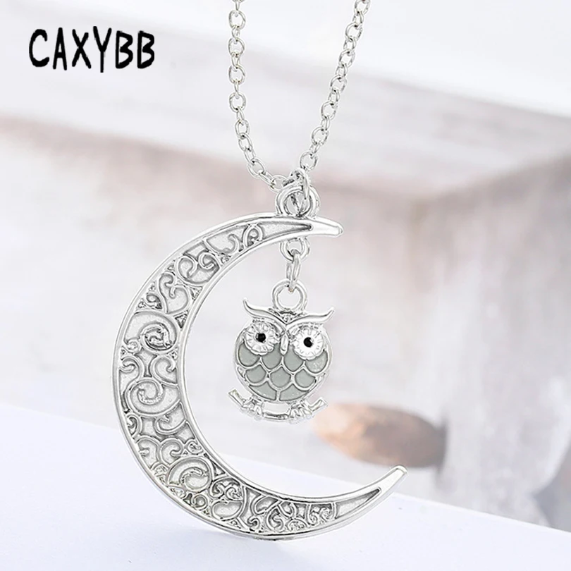Модное женское ожерелье Caxybb с подвеской в виде совы и Луны яркое ожерелье|fashion