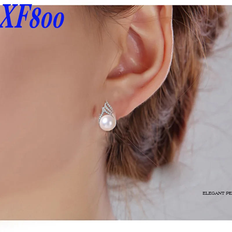 XF800 оригинальные серьги гвоздики из пресноводного жемчуга с крыльями 9 10 мм
