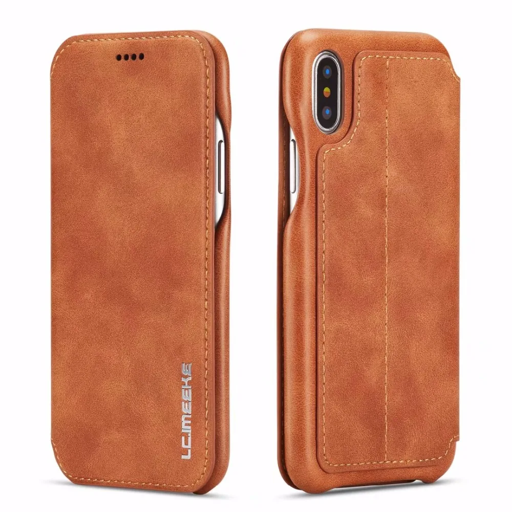 Кожаный чехол для iPhone XS MAX роскошный откидной магнит деловой винтажный