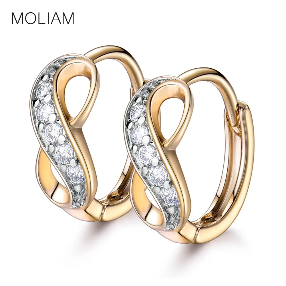 Женские серьги кольца MOLIAM Infinity белые с кристаллами из кубического циркония и