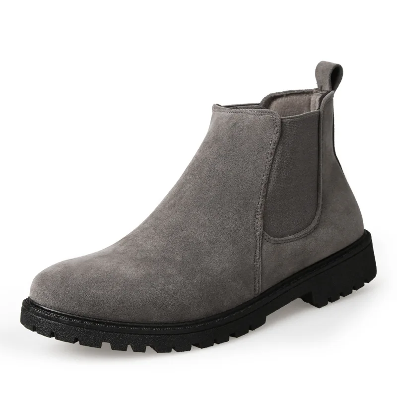 Ботинки Челси мужские с круглым носком однотонные винтажные мотоботы на молнии