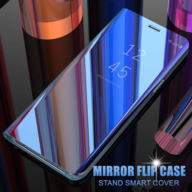 Q UNCLE Luxury Smart Mirror Flip Mobile Phone Case For Samsung Galaxy A50 SM-A505F A30 Leather A20 J4 J6 J8 A8 2018 S9 S8 |