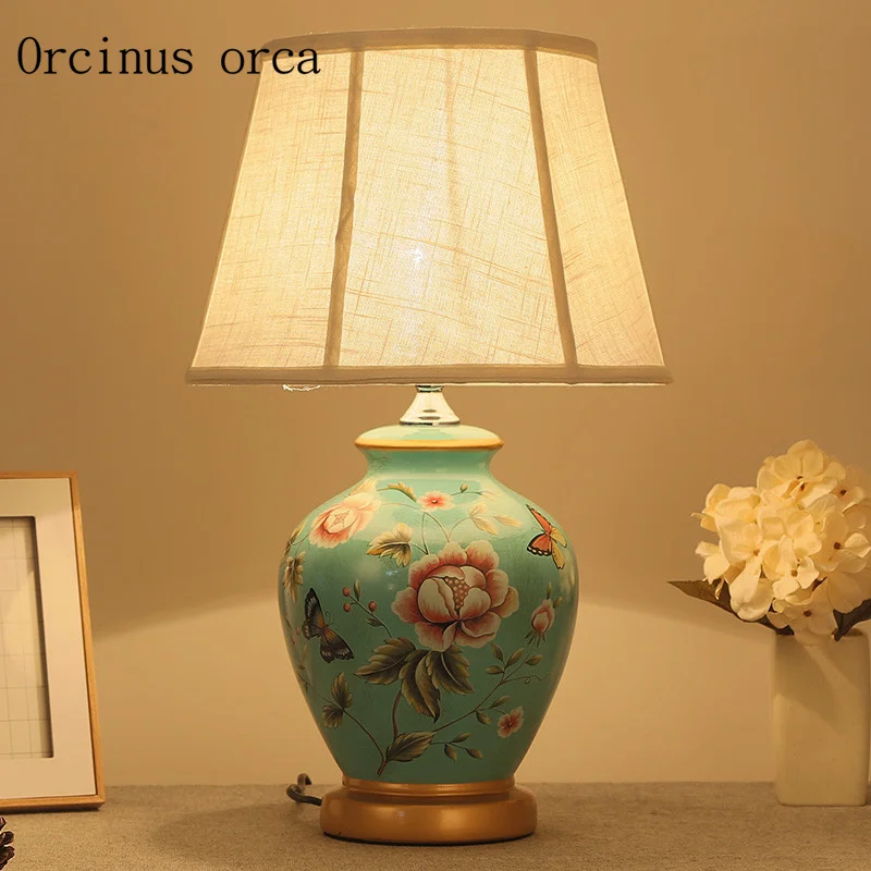 Средиземноморская садовая Настольная лампа с цветами и птицами прикроватная для