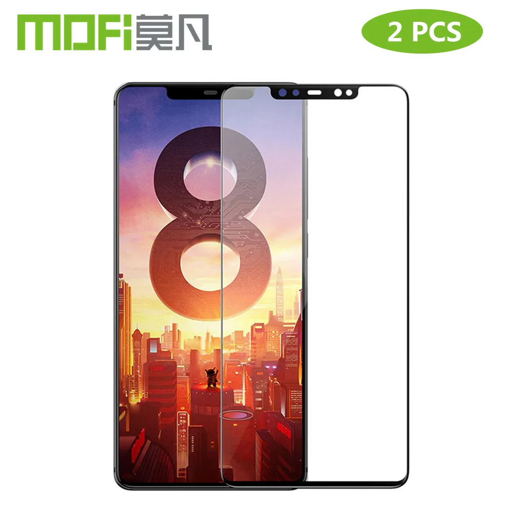 Для Xiao mi 8 закаленное стекло MOFi для Xiaomi mi 8 Lite пленка стекло mi 8 pro Полное покрытие защита экрана черный 2 шт