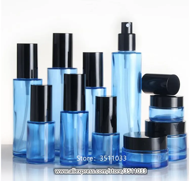 10 шт Высокое качество голубое стекло пустая бутылка для лосьона Косметическая