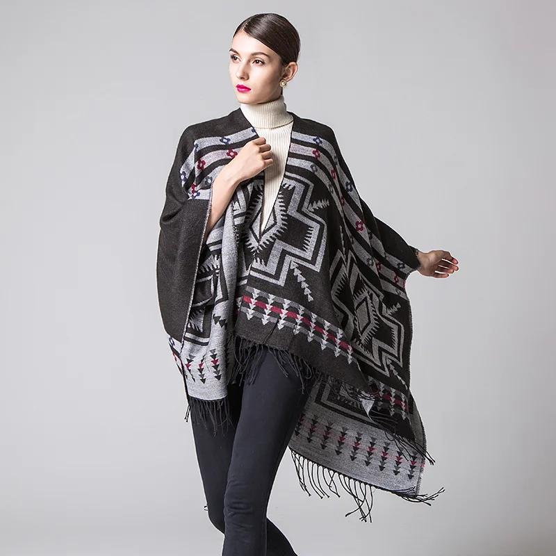 Abrigo Mujer пончо богемная шаль накидка зимнее пальто женские y capas desigual manteau femme hiver Sjaal