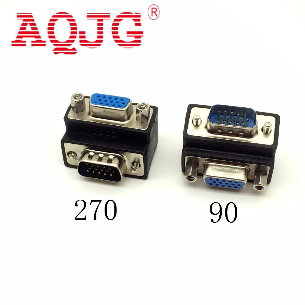 Конвертер D-Sub 15pin VGA штекер-гнездо DB15 RGB HDB удлинитель 90 градусов разъем 270 AQJG |