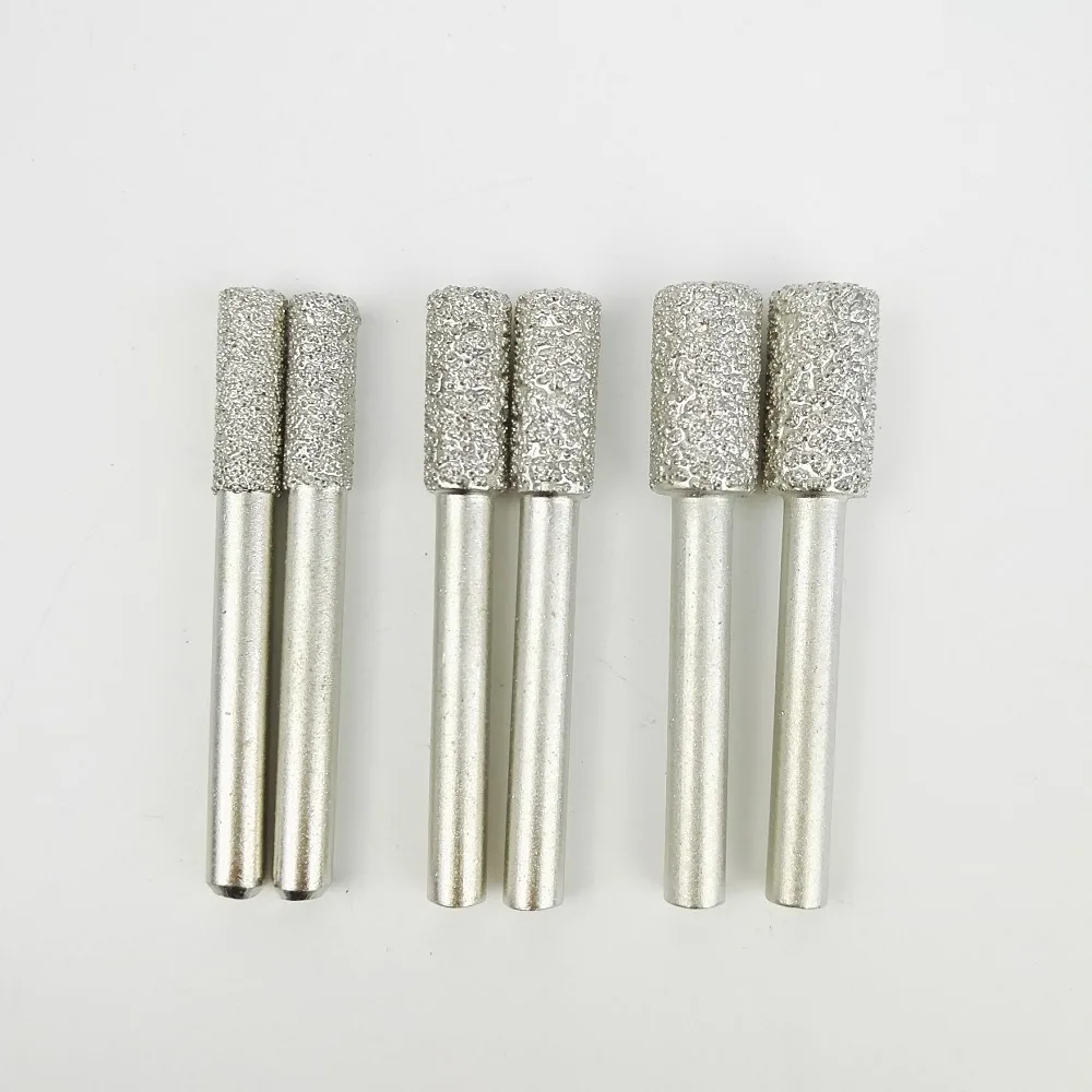 

DIATOOL 6pcs #1/2/3 Vaccum Brazed Diamond Burrs Rotary Tool For Stone Concrete Cylinder Flat End, Grinding Bits