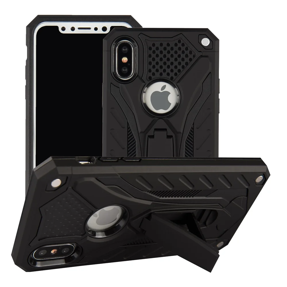 black Чехол для iPhone 11 Pro 7 8 6 6s Plus 5 5S SE Противоударная подставка военный чехол s для iPhone X XS Max XR чехол для телефона чехол - Цвет: black