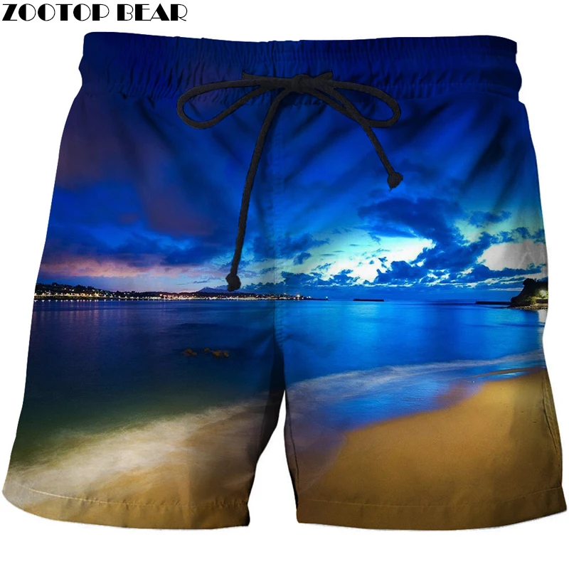 

Night View Men Beach Shorts 3D Print Men Shorts Casual Cool Summer Men Elastic Waist Male Fitness Shorts Drop Ship ZOOTOP BEAR