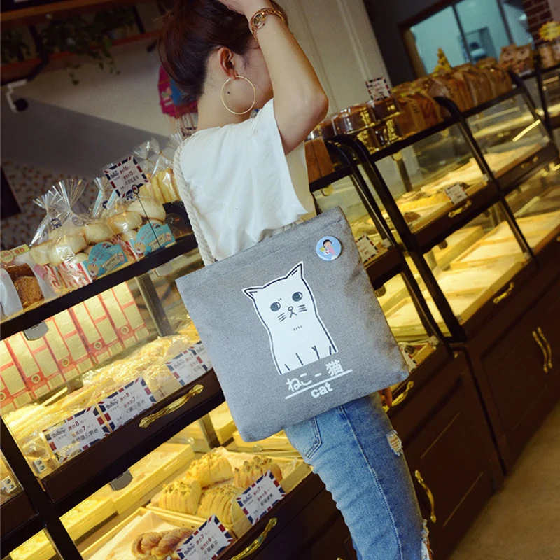 New Arrival Women Canvas Shoulder Bag Casual Animal Cartoon Printed Large Capacity Handbags Tote Fashion Ladies Shopping Bags | Багаж и