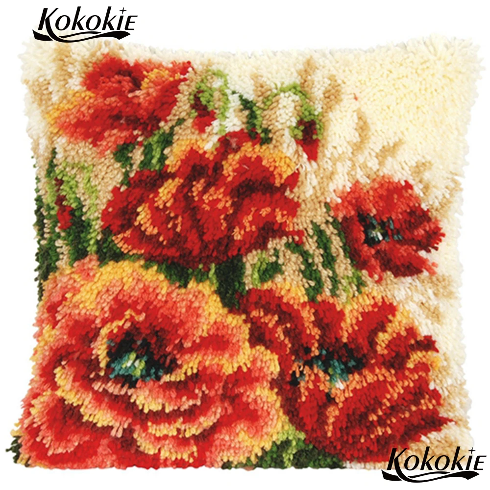 

3d latch hook rug kits flowers cushion mat Threads embroidery cross stitch kits diy carpet gift Crocheting Rug Yarn Needlework