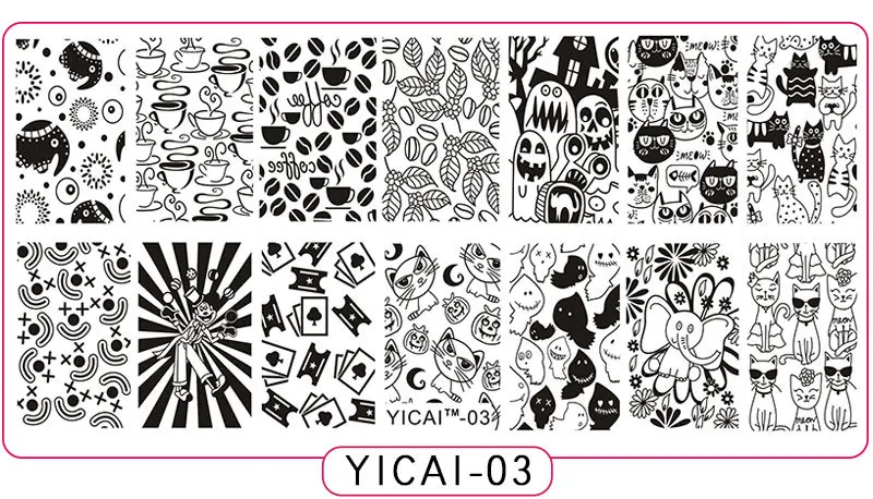 yicai03 Пластины для стемпинга ногтей yicai, spv, dieshan, штамповочные лаковые пластины для рукоделия, маникюрные шаблоны, трафареты, инструменты для полировки, 1 шт - Цвет: yicai03