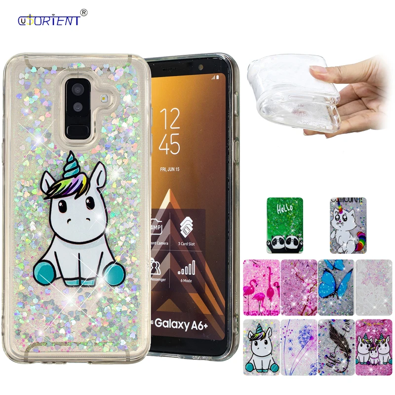 Мягкий ТПУ чехол для телефона Samsung Galaxy A6 Plus 2018 A605 + с динамическим жидким блеском SM