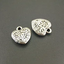 20 шт. серебряная металлическая подвеска в форме сердца для