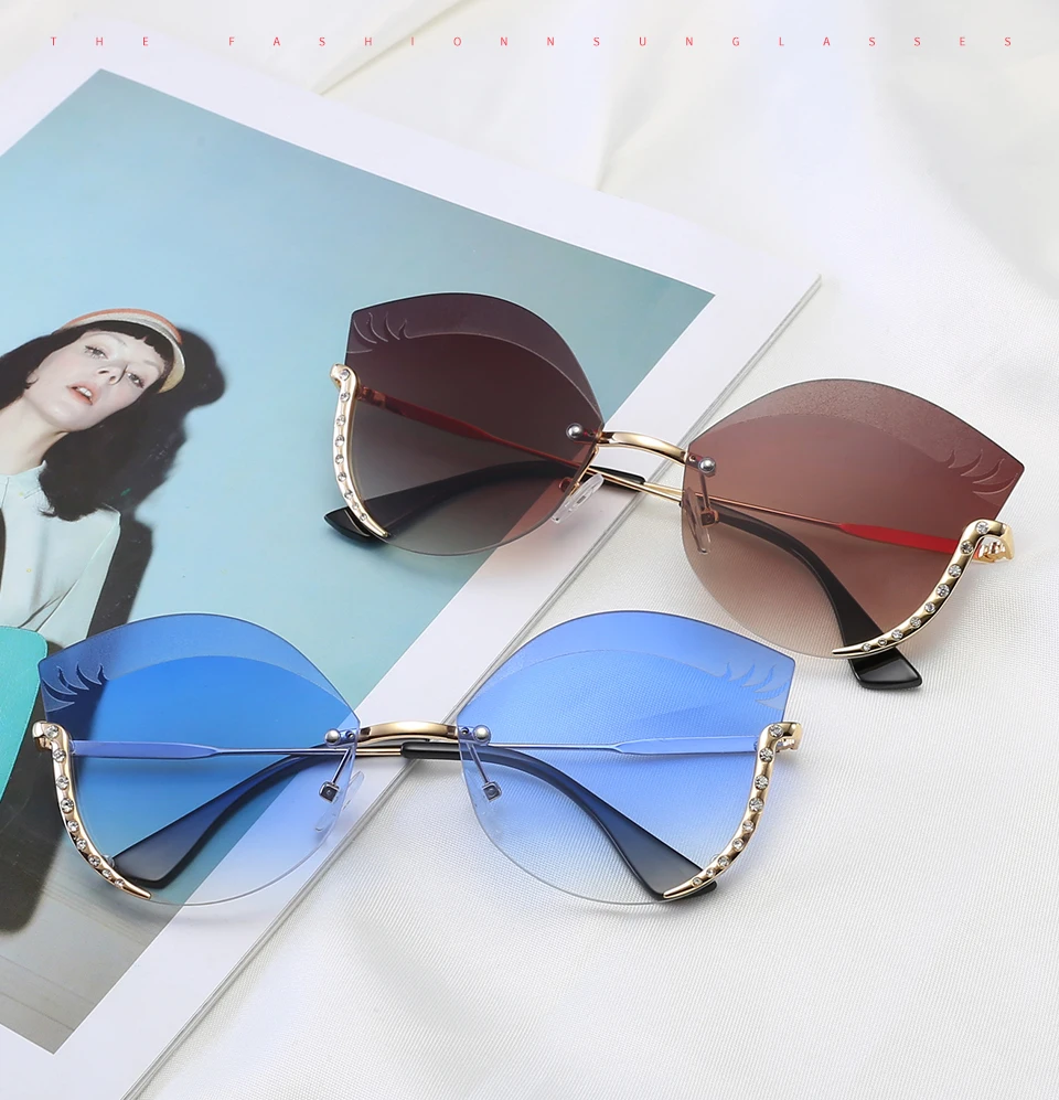 2018 новые пляжные безрамные солнцезащитные очки круглые лица неровные края