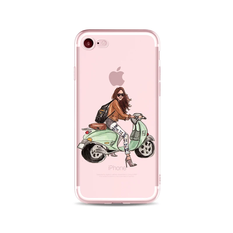 Телефон чехол для iPhone 7 plus 8 4 &quot5 5 дюймов мода путешествия девушка взять велосипед